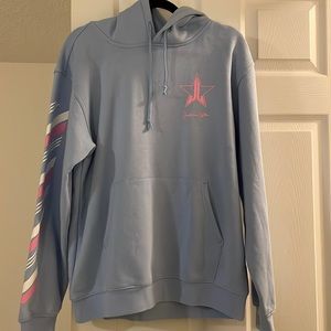 Jeffree Star baby blue hoodie from winter 2020 mystery box